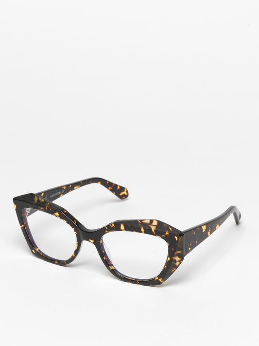Countdown women's eyeglasses by Rewind Eyewear, dark spotted tortoise acetate frame