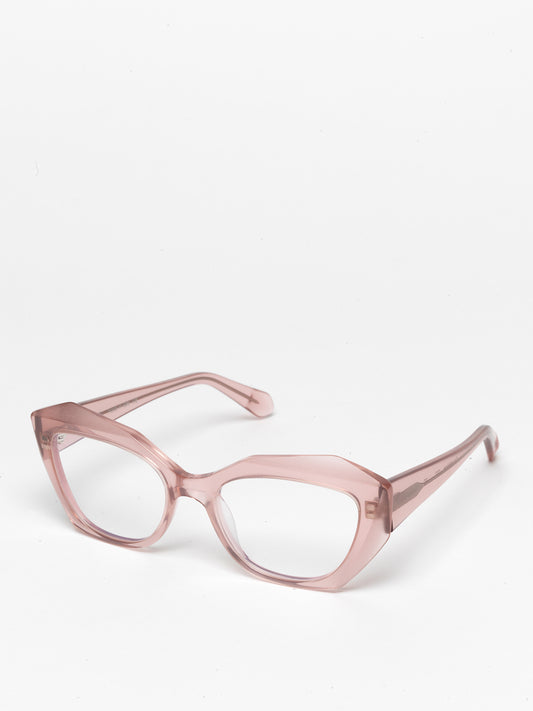 Countdown women's eyeglasses by Rewind Eyewear, light opal pink acetate frame
