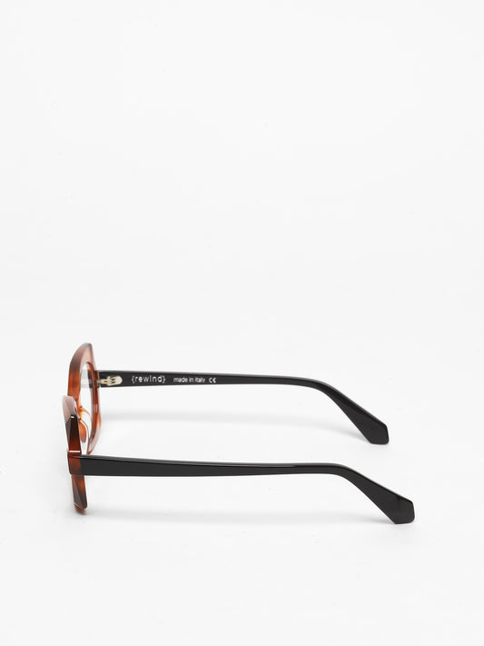 Flashback women's eyeglasses by Rewind Eyewear, tortoise with black top acetate frame
