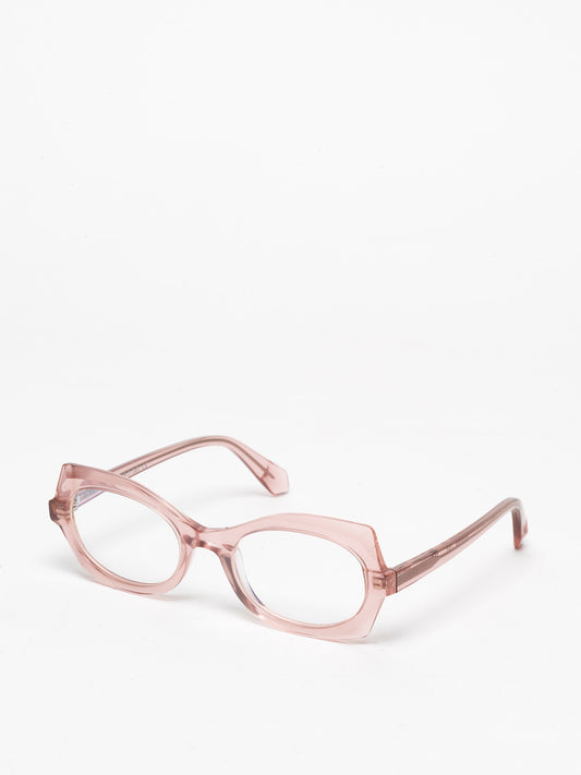 Flashback women's eyeglasses by Rewind Eyewear, opal light pink acetate frame