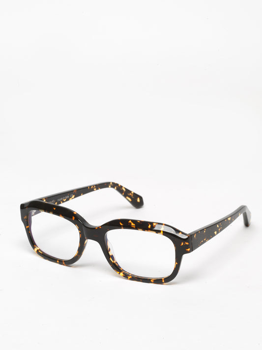 Memento unisex eyeglasses by Rewind Eyewear, dark spotted tortoise acetate frame