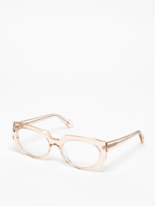 Sliding Doors women's eyeglasses by Rewind Eyewear, light pink transparent acetate frame