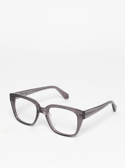Stop Time unisex eyeglasses by Rewind Eyewear, grey transparent acetate frame