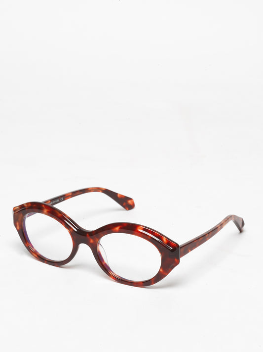 Timeline women's eyeglasses by Rewind Eyewear, red tortoise acetate frame