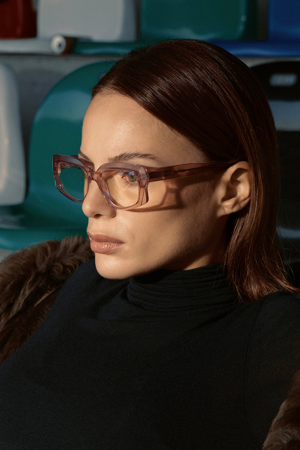 Blackout unisex eyeglasses by Rewind Eyewear, opal light pink acetate frame