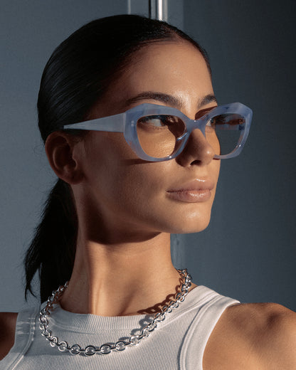 Countdown women's eyeglasses by Rewind Eyewear, gradient opal violet acetate frame