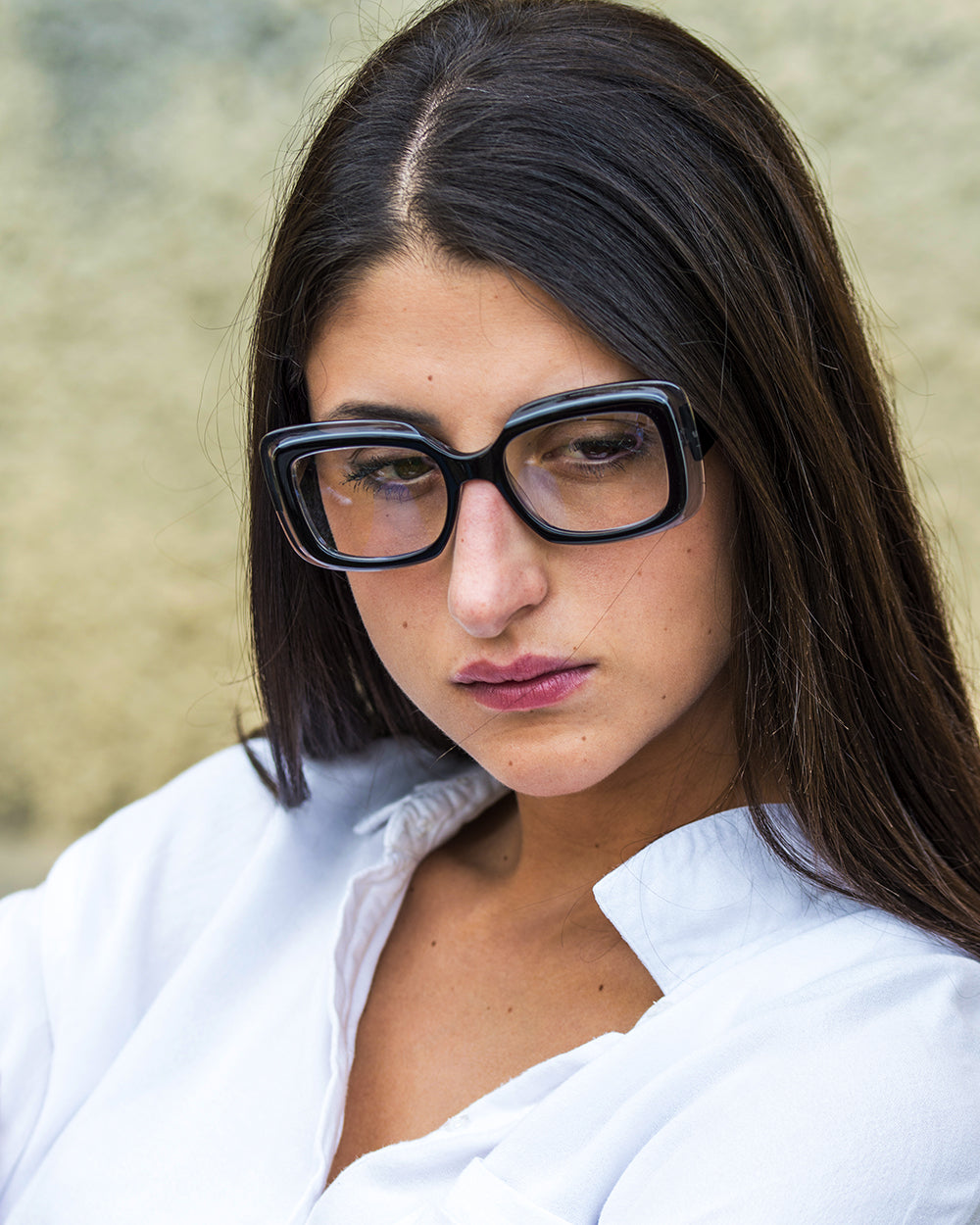 Deja-Vu unisex eyeglasses by Rewind Eyewear,  transparent with black top acetate frame