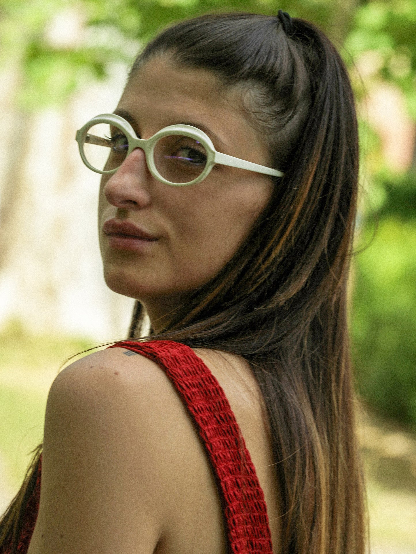 Gravity women's eyeglasses by Rewind Eyewear, butter white pastel acetate frame