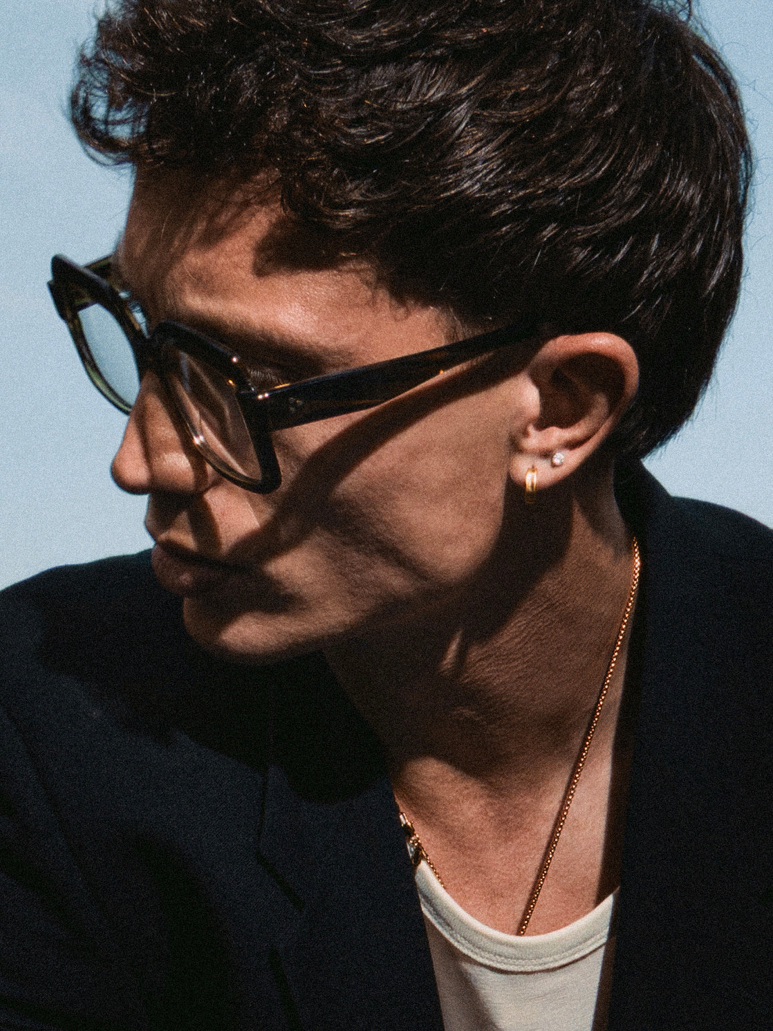 Looper unisex eyeglasses by Rewind Eyewear, green tortoise acetate frame