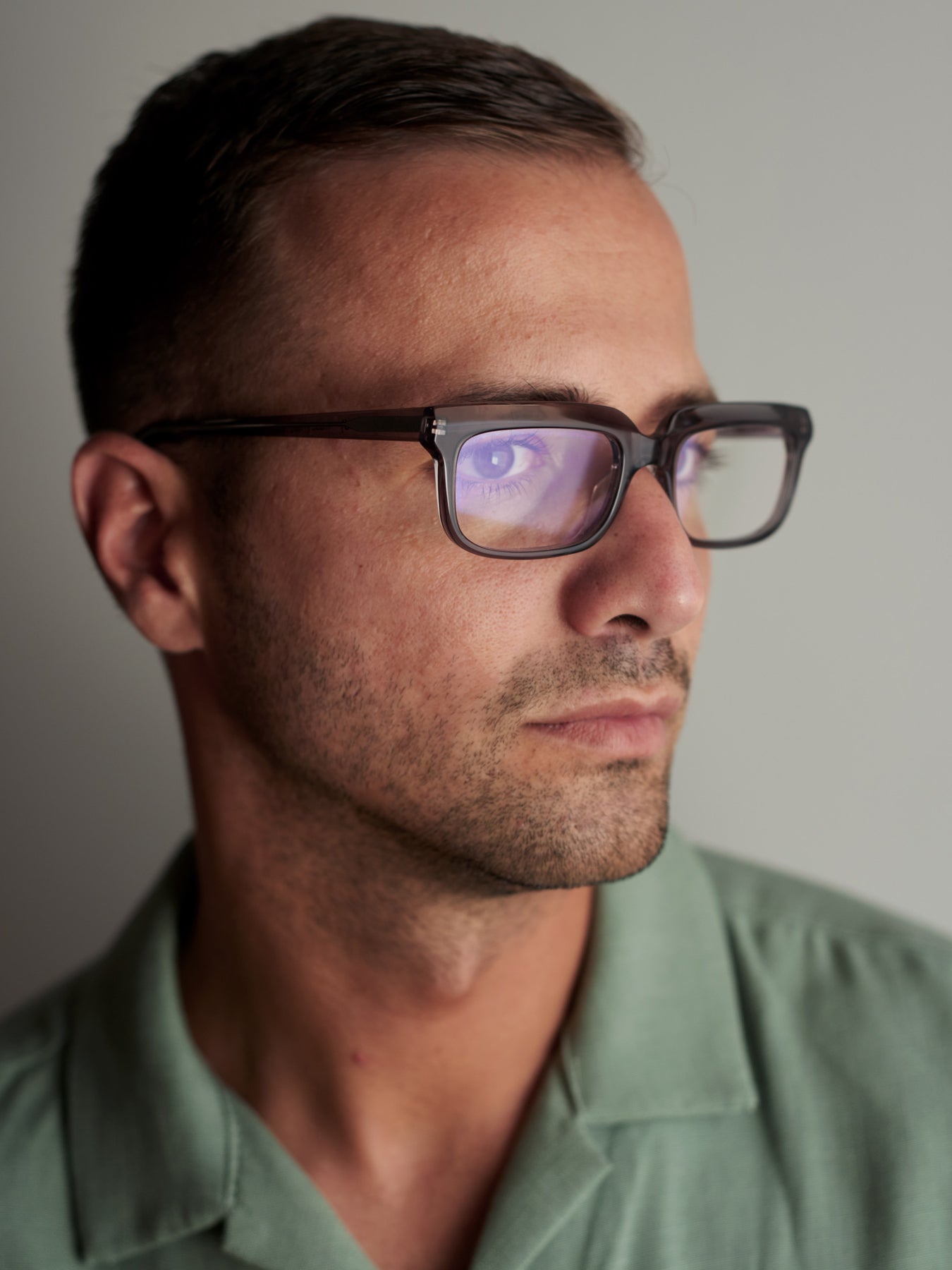 Lost in Space unisex eyeglasses by Rewind Eyewear, blue transparent acetate frame