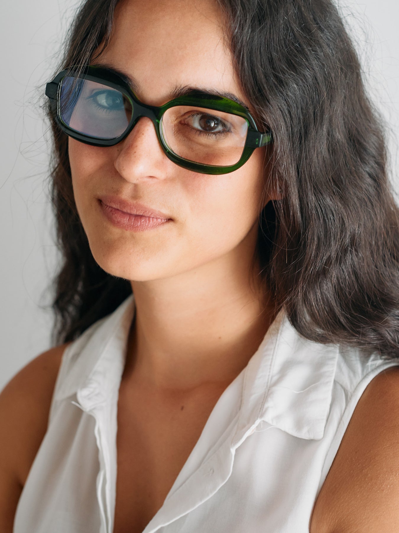 Sensitive unisex eyeglasses by Rewind Eyewear, green transparent acetate frame