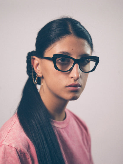 Slow Motion women's eyeglasses by Rewind Eyewear, black acetate frame