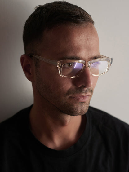 Time Effect unisex eyeglasses by Rewind Eyewear, light brown transparent acetate frame