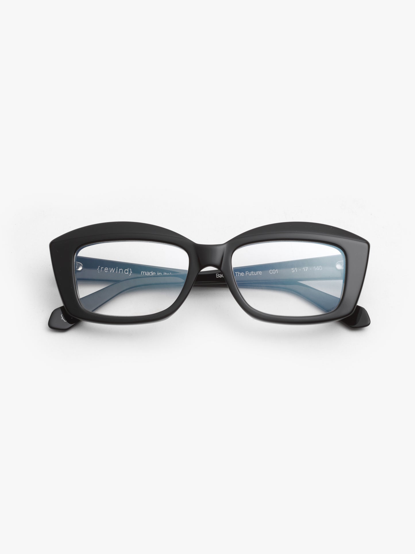 Back to the Future women's eyeglasses by Rewind Eyewear, black acetate frame
