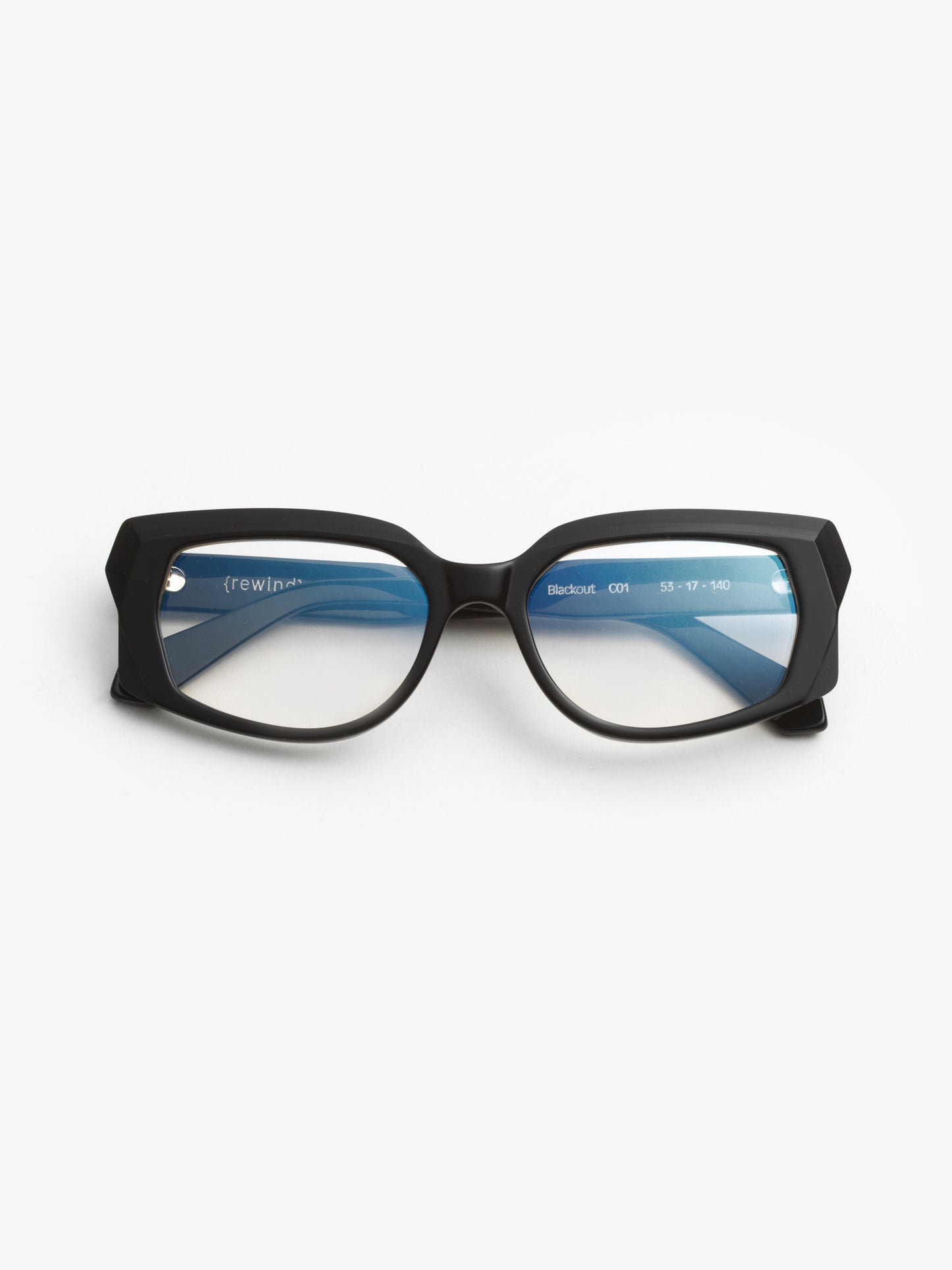 Blackout unisex eyeglasses by Rewind Eyewear, black acetate frame
