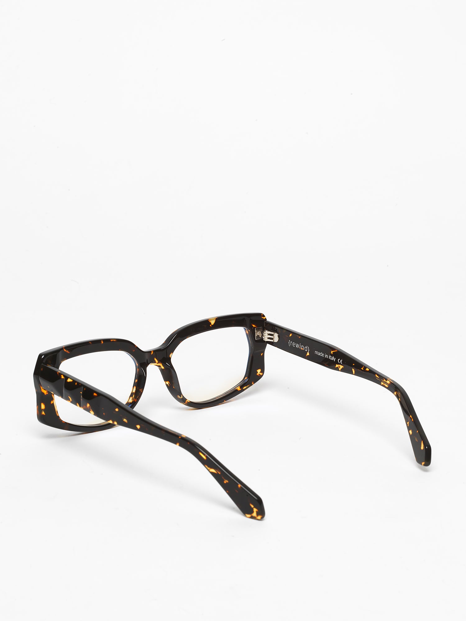 Blackout unisex eyeglasses by Rewind Eyewear, dark spotted acetate frame