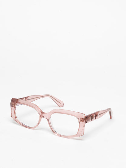 Blackout unisex eyeglasses by Rewind Eyewear, opal light pink acetate frame