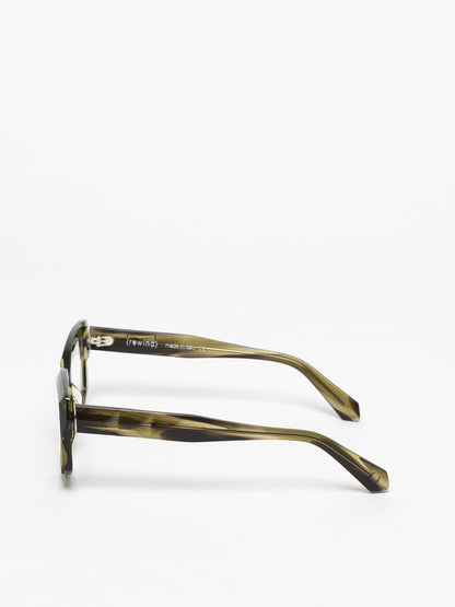 Blackout unisex eyeglasses by Rewind Eyewear, green tortoise acetate frame