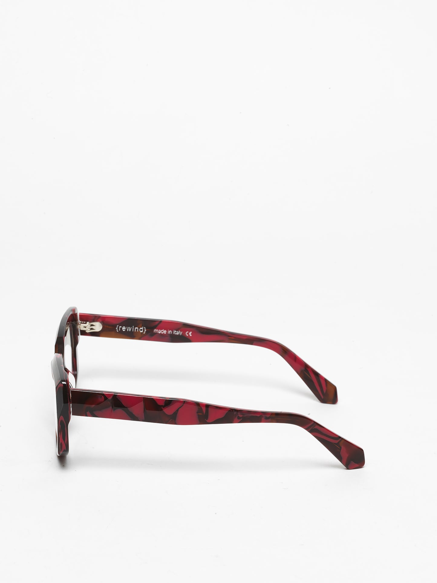 Blackout unisex eyeglasses by Rewind Eyewear, red marbled acetate frame
