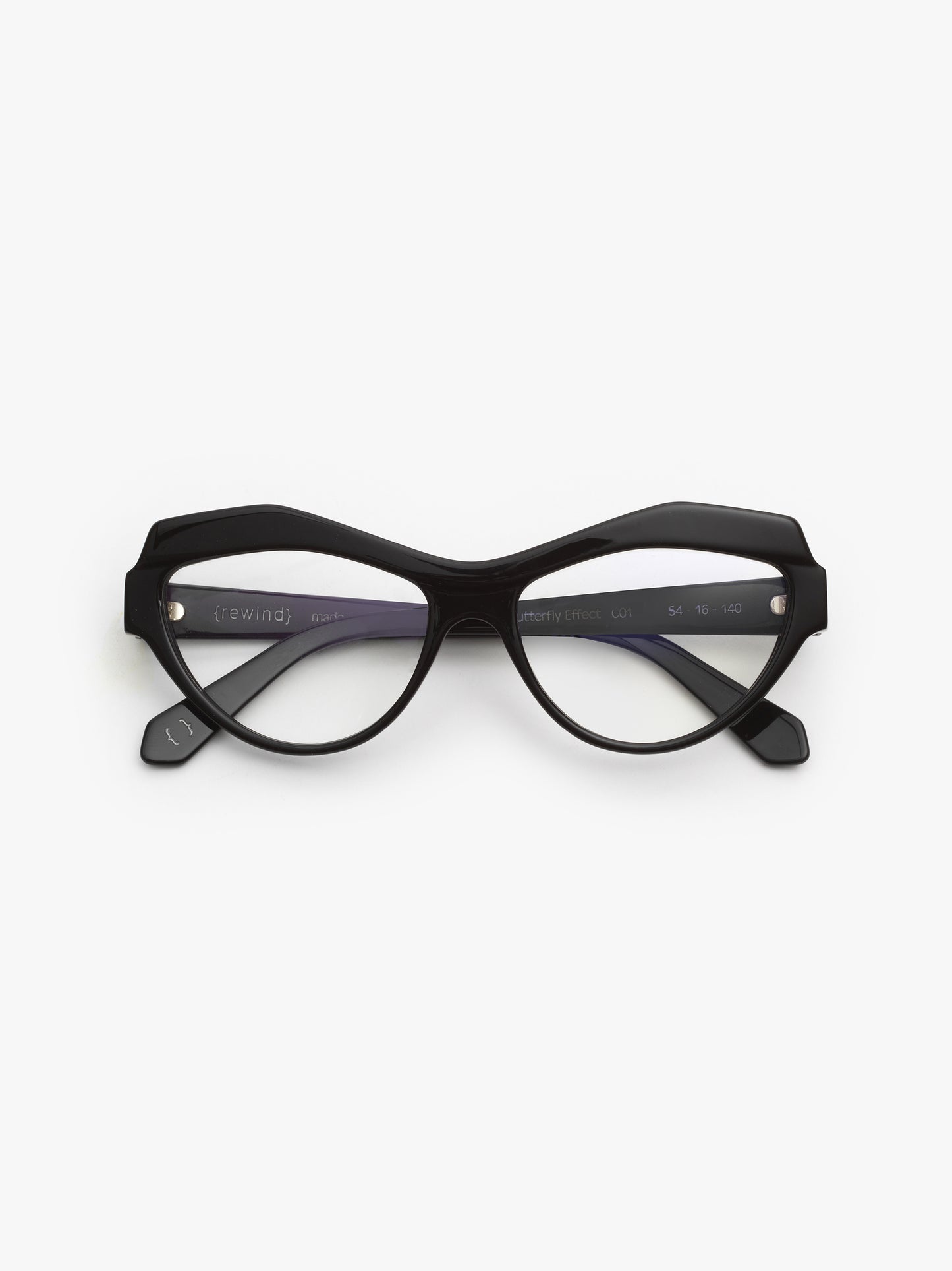 The Butterfly Effect women's eyeglasses by Rewind Eyewear, black acetate frame