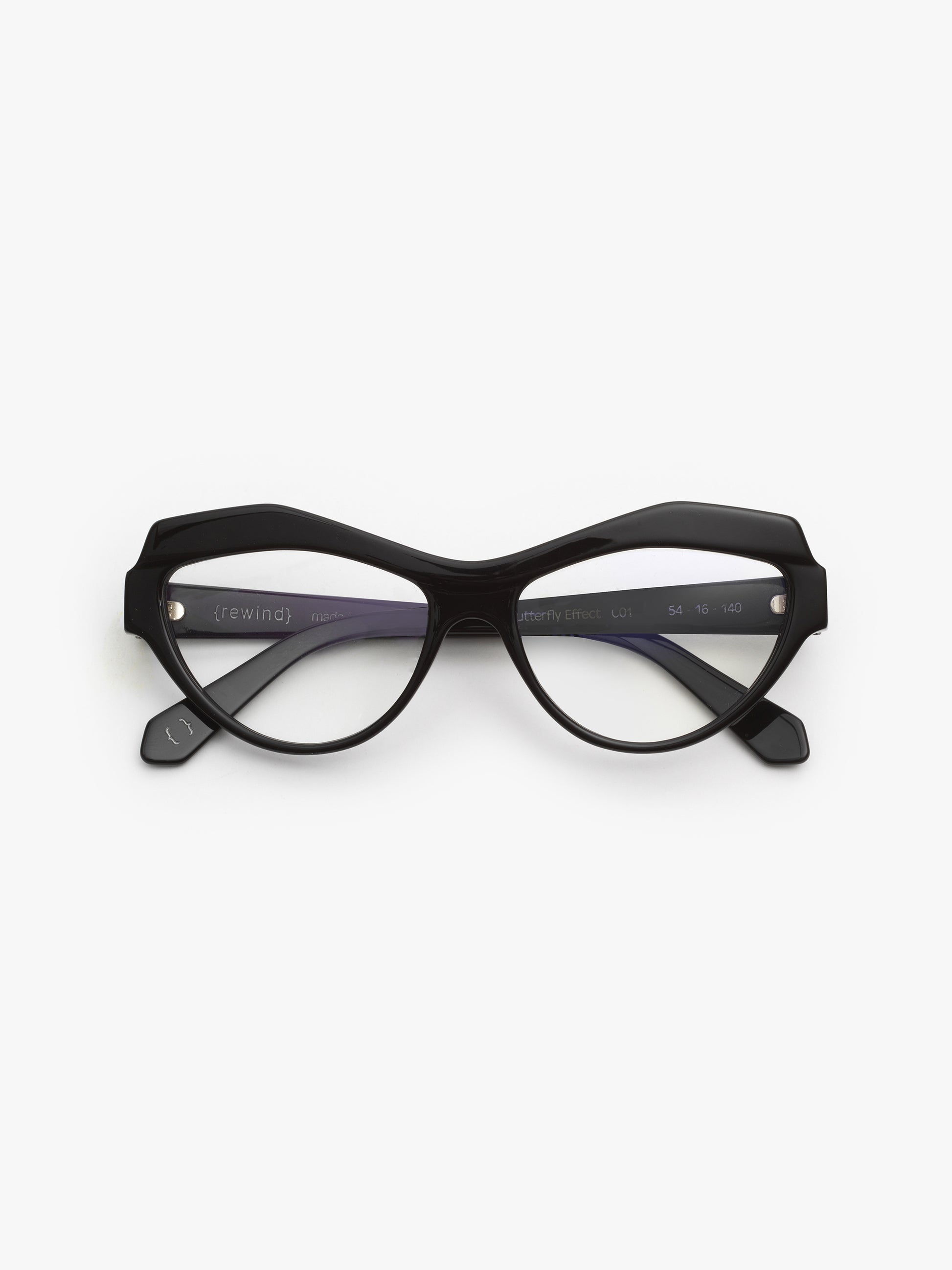 The Butterfly Effect women's eyeglasses by Rewind Eyewear, black acetate frame