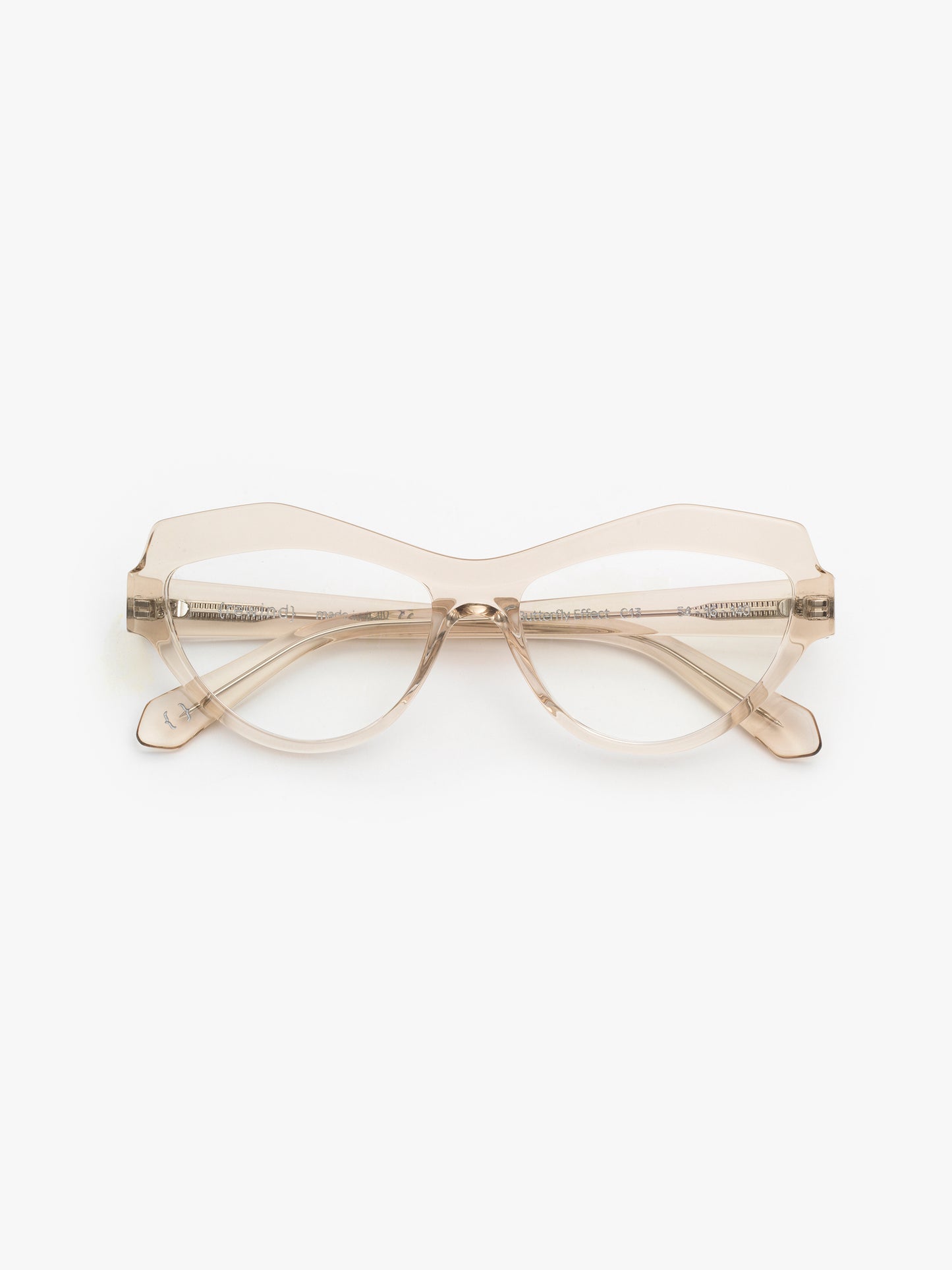 The Butterfly Effect women's eyeglasses by Rewind Eyewear, light brown transparent acetate frame