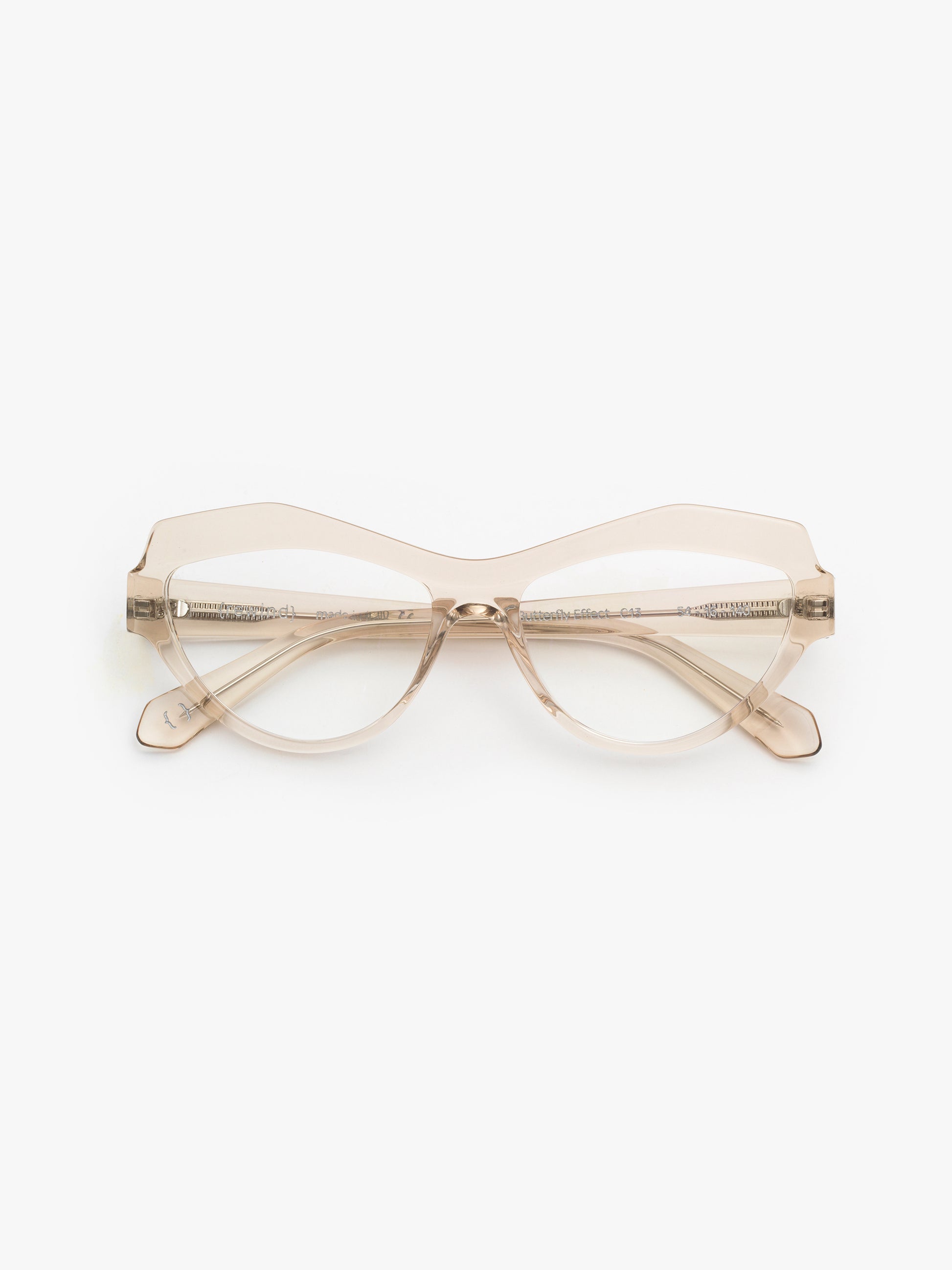 The Butterfly Effect women's eyeglasses by Rewind Eyewear, light brown transparent acetate frame