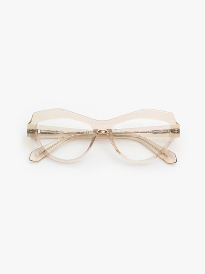The Butterfly Effect women's eyeglasses by Rewind Eyewear, light brown transparent acetate frame