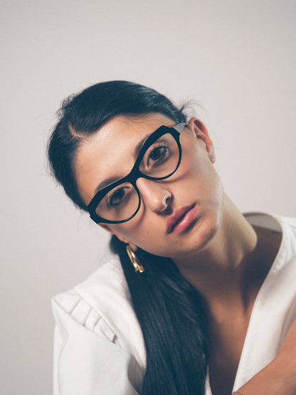 The Butterfly Effect women's eyeglasses by Rewind Eyewear, black acetate frame