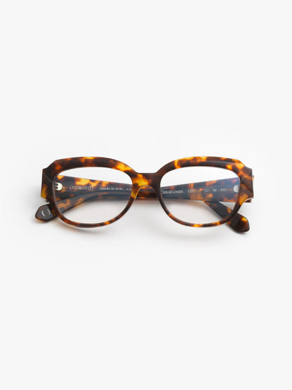 Casual Loops women's eyeglasses by Rewind Eyewear, vintage tortoise acetate frame

