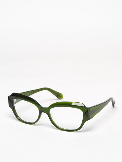 Casual Loops women's eyeglasses by Rewind Eyewear, green transparent acetate frame