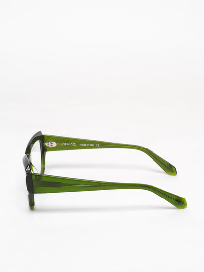 Casual Loops women's eyeglasses by Rewind Eyewear, green transparent acetate frame