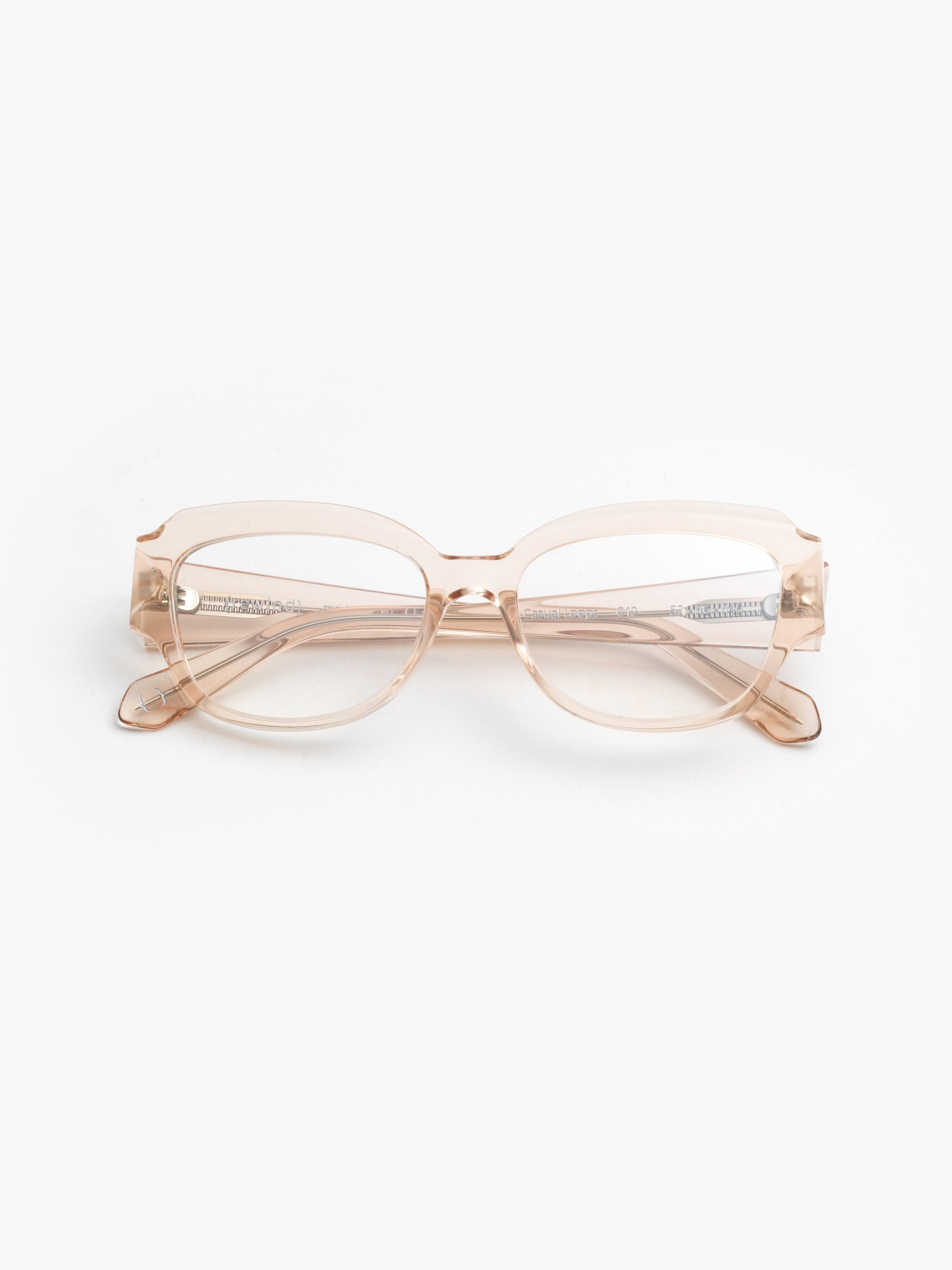 Casual Loops women's eyeglasses by Rewind Eyewear, light pink transparent acetate frame

