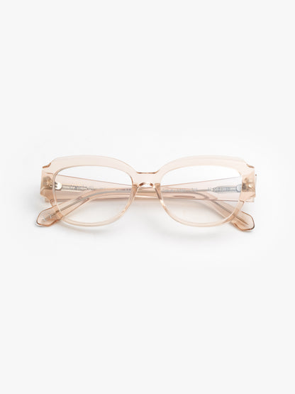 Casual Loops women's eyeglasses by Rewind Eyewear, light pink transparent acetate frame
