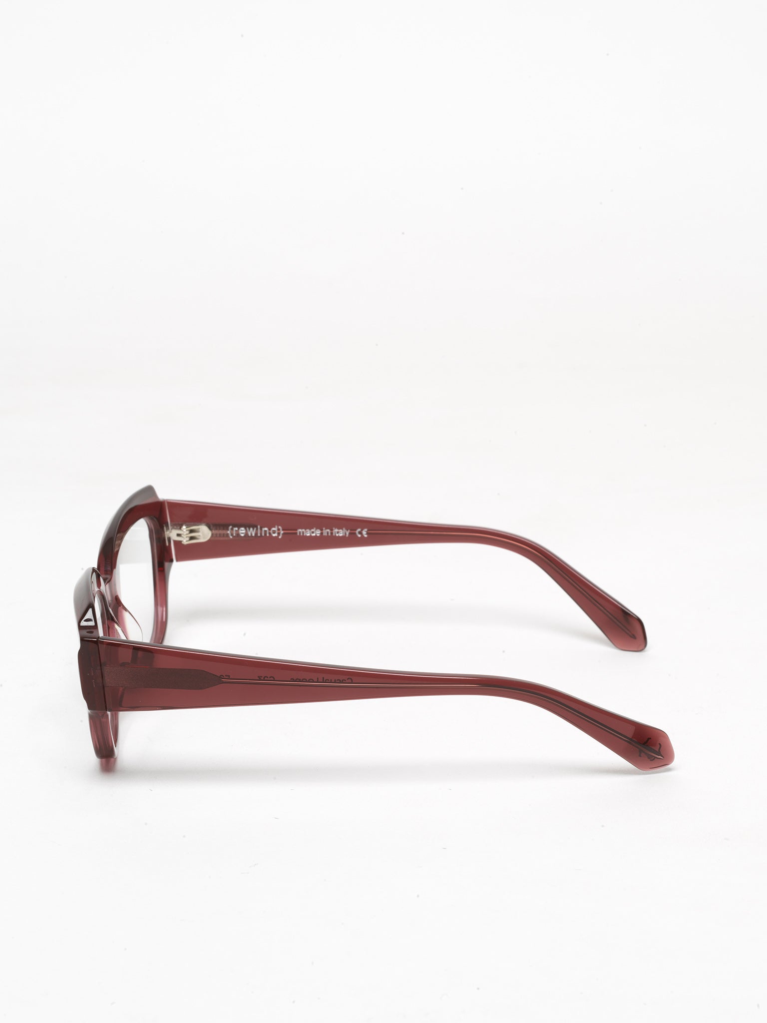 Casual Loops women's eyeglasses by Rewind Eyewear, marsala red transparent acetate frame
