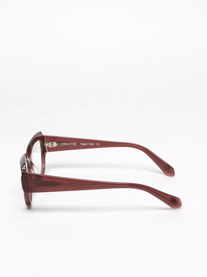 Casual Loops women's eyeglasses by Rewind Eyewear, marsala red transparent acetate frame
