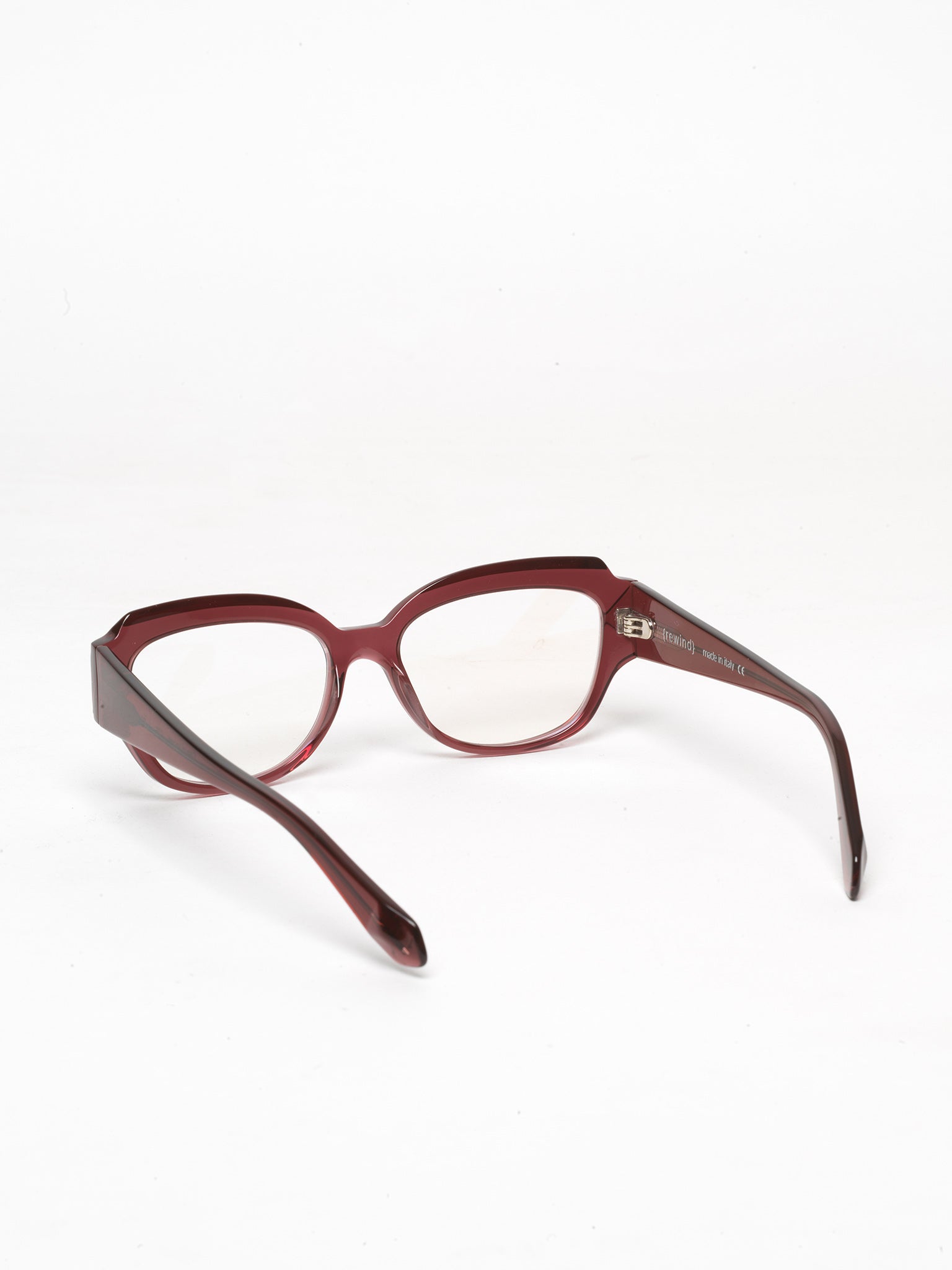 Casual Loops women's eyeglasses by Rewind Eyewear, marsala red transparent acetate frame
