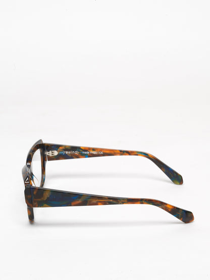 Casual Loops women's eyeglasses by Rewind Eyewear, brown tortoise blue  acetate frame
