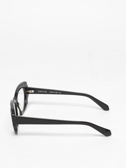 Chaos Theory women's eyeglasses by Rewind Eyewear, black acetate frame