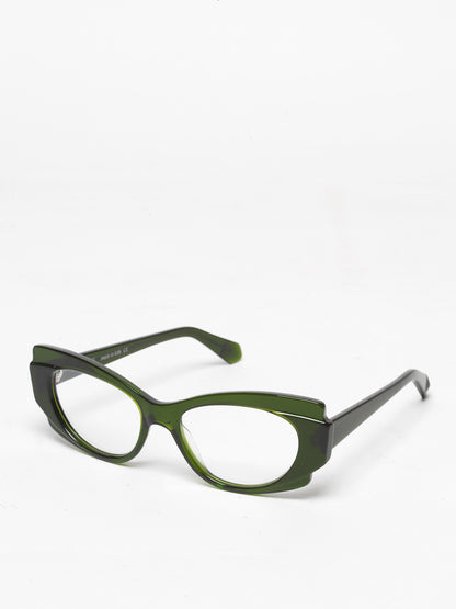 Chaos Theory women's eyeglasses by Rewind Eyewear, green transparent  acetate frame