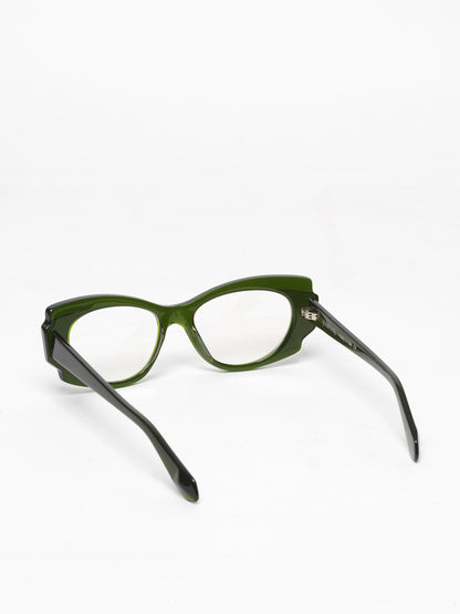 Chaos Theory women's eyeglasses by Rewind Eyewear, green transparent  acetate frame