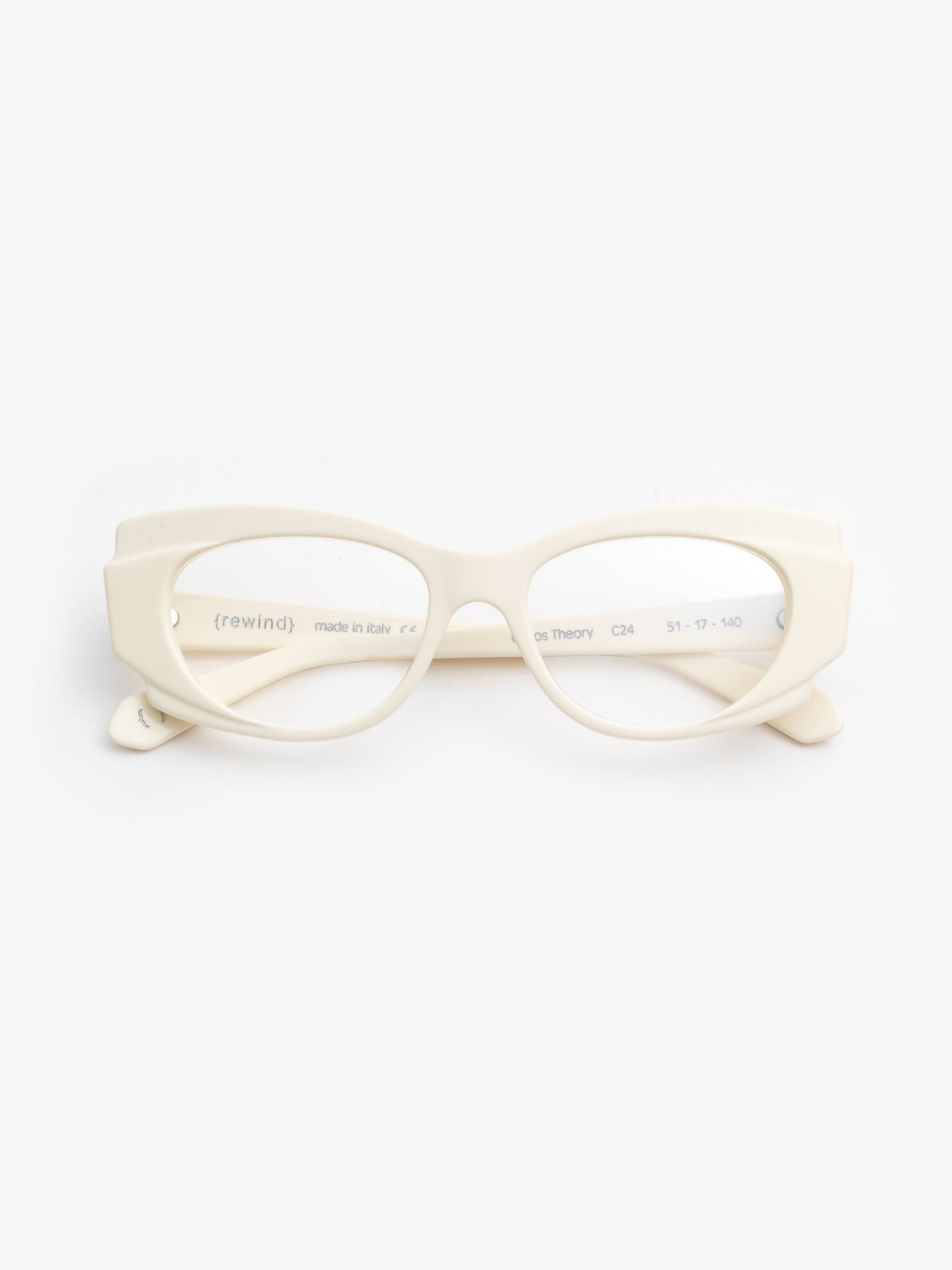 Chaos Theory women's eyeglasses by Rewind Eyewear, butter white pastel acetate frame