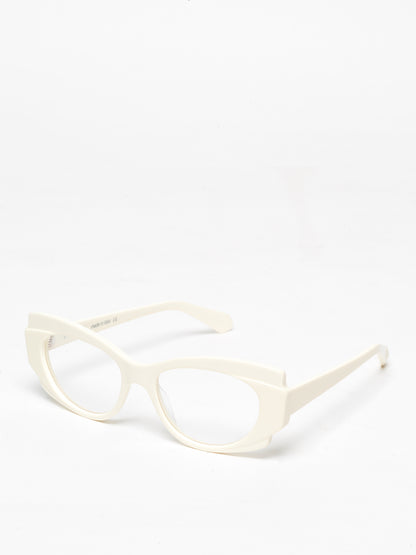 Chaos Theory women's eyeglasses by Rewind Eyewear, butter white pastel acetate frame