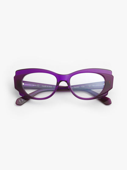 Chaos Theory women's eyeglasses by Rewind Eyewear, purple transparent  acetate frame