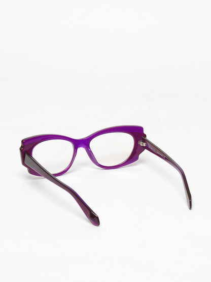 Chaos Theory women's eyeglasses by Rewind Eyewear, purple transparent  acetate frame