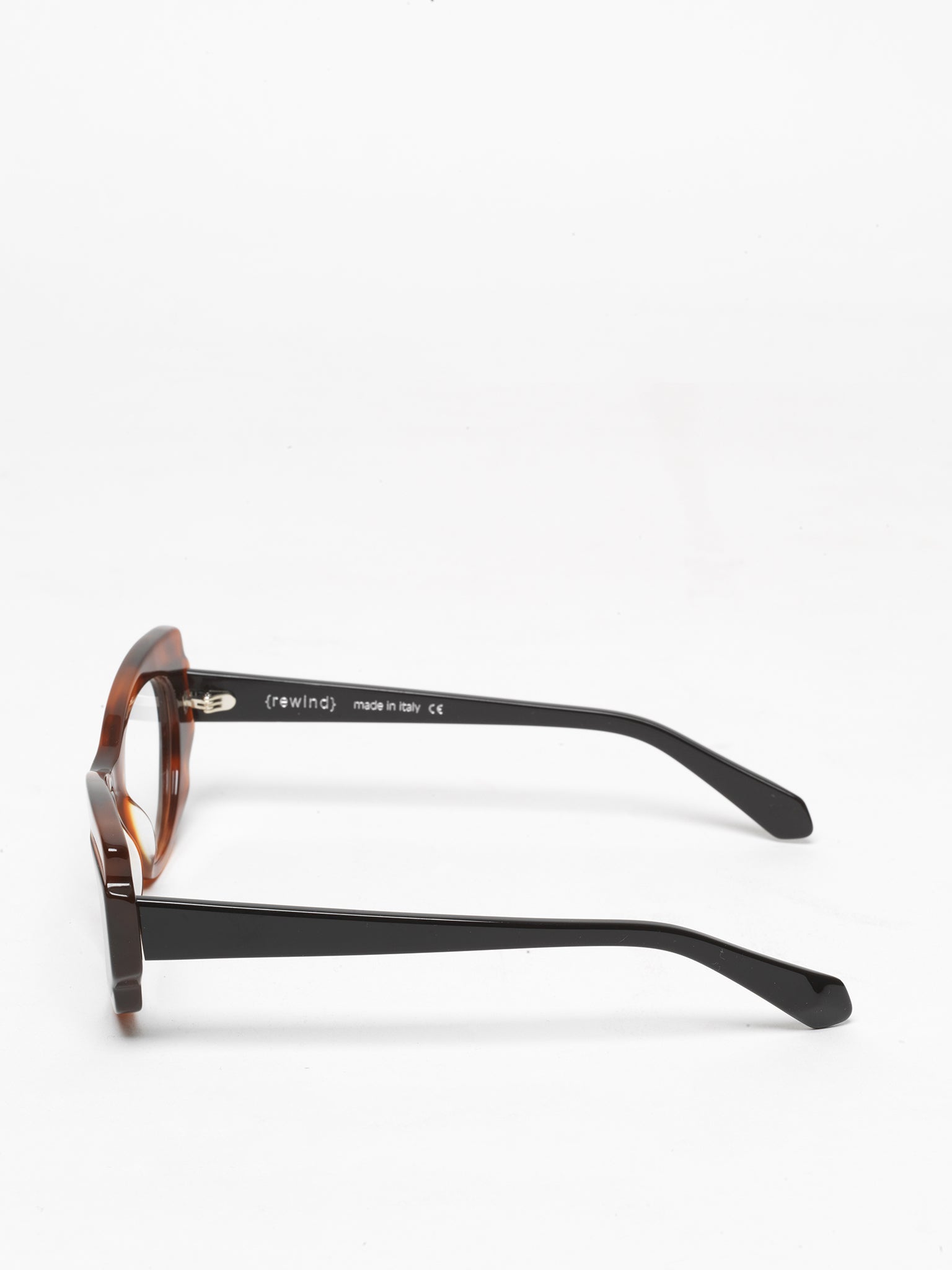 Chaos Theory women's eyeglasses by Rewind Eyewear, tortoise with black top acetate frame
