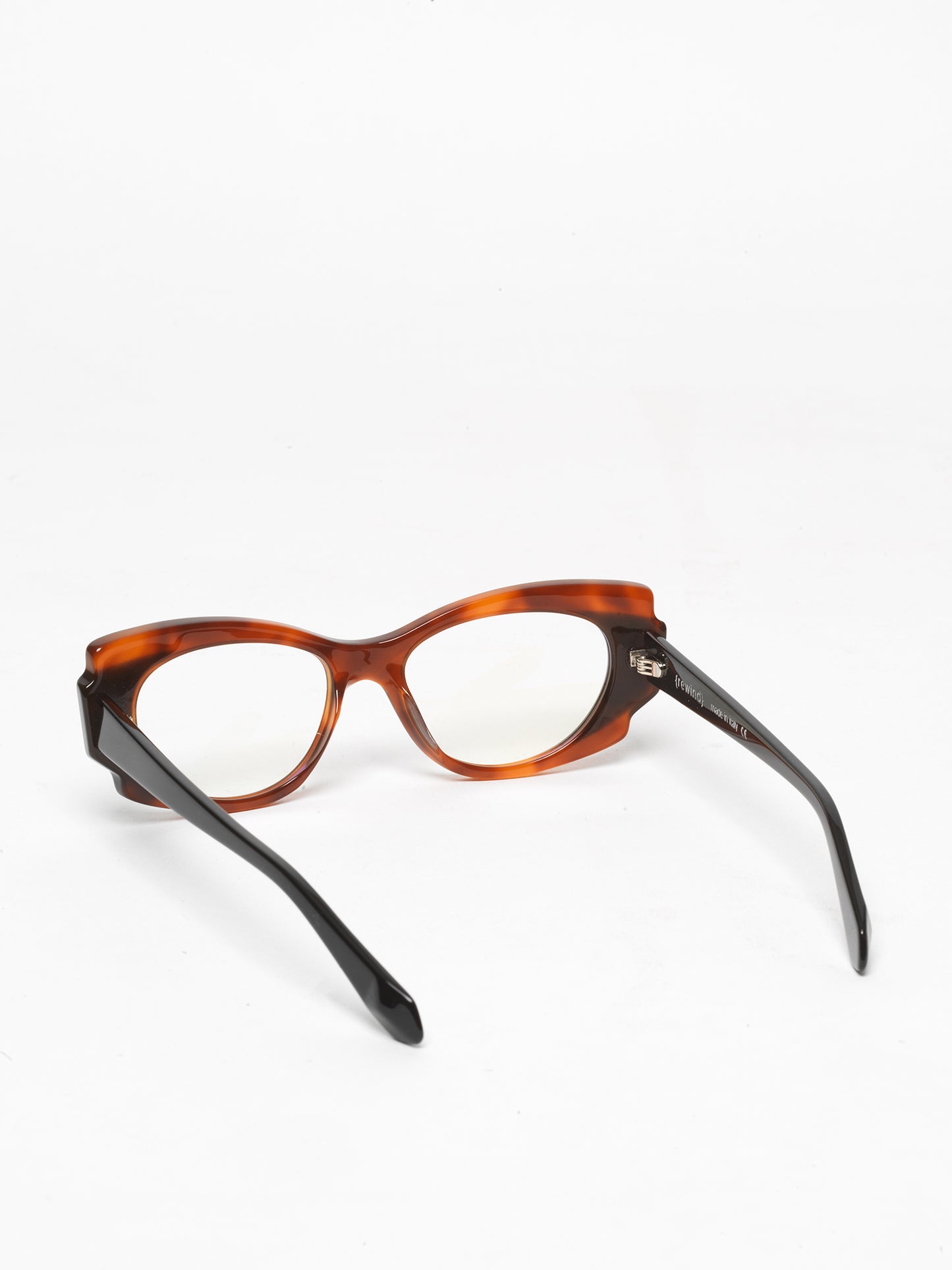 Chaos Theory women's eyeglasses by Rewind Eyewear, tortoise with black top acetate frame