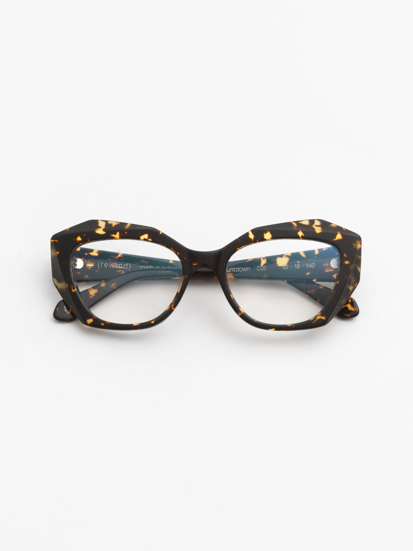 Countdown women's eyeglasses by Rewind Eyewear, dark spotted tortoise  acetate frame