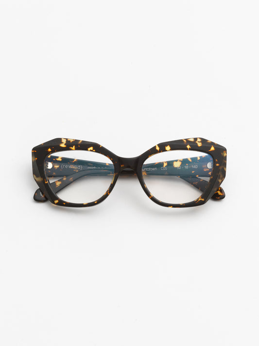 Countdown women's eyeglasses by Rewind Eyewear, dark spotted tortoise  acetate frame