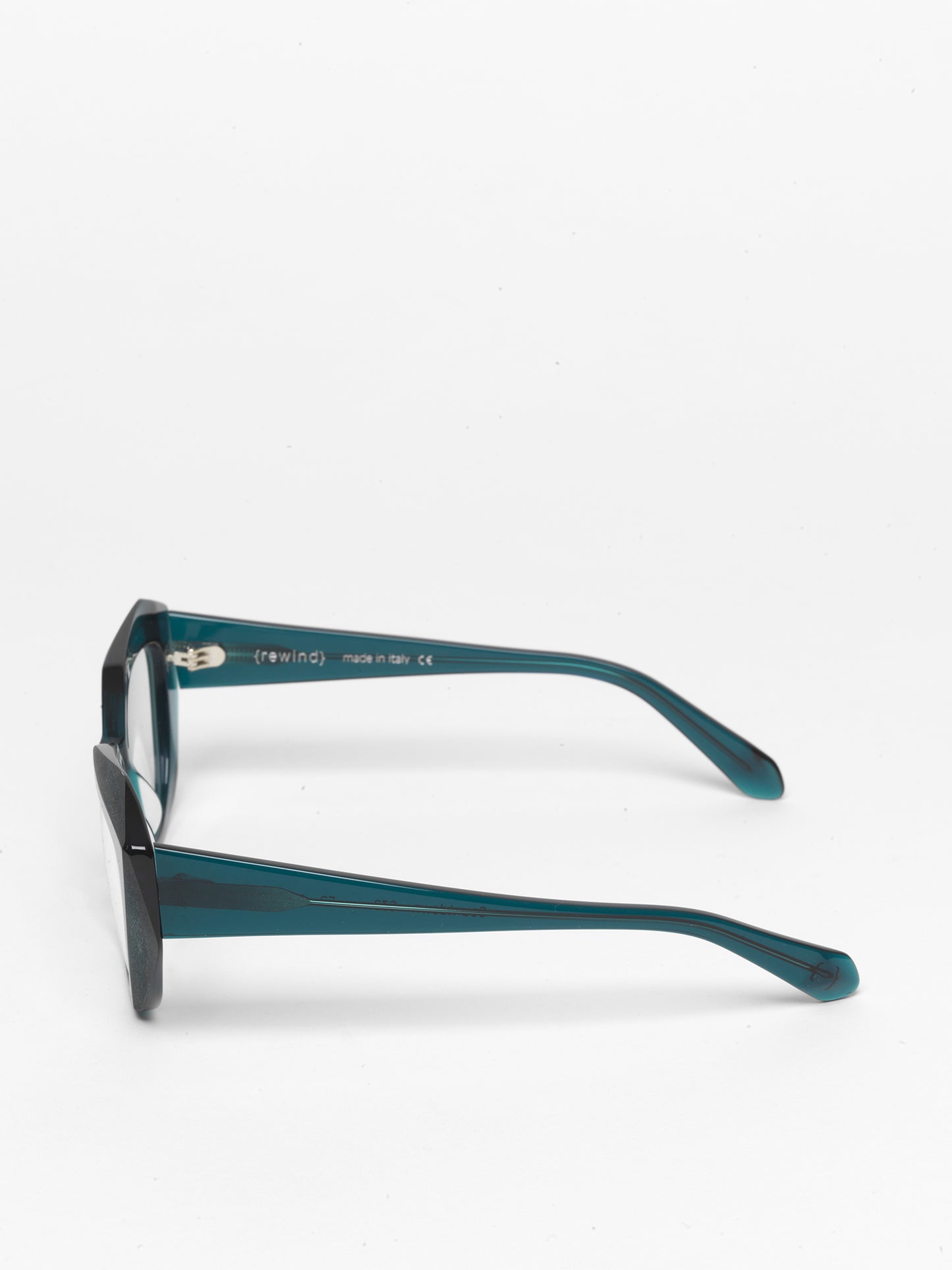 Countdown women's eyeglasses by Rewind Eyewear, petrol green transparent  acetate frame